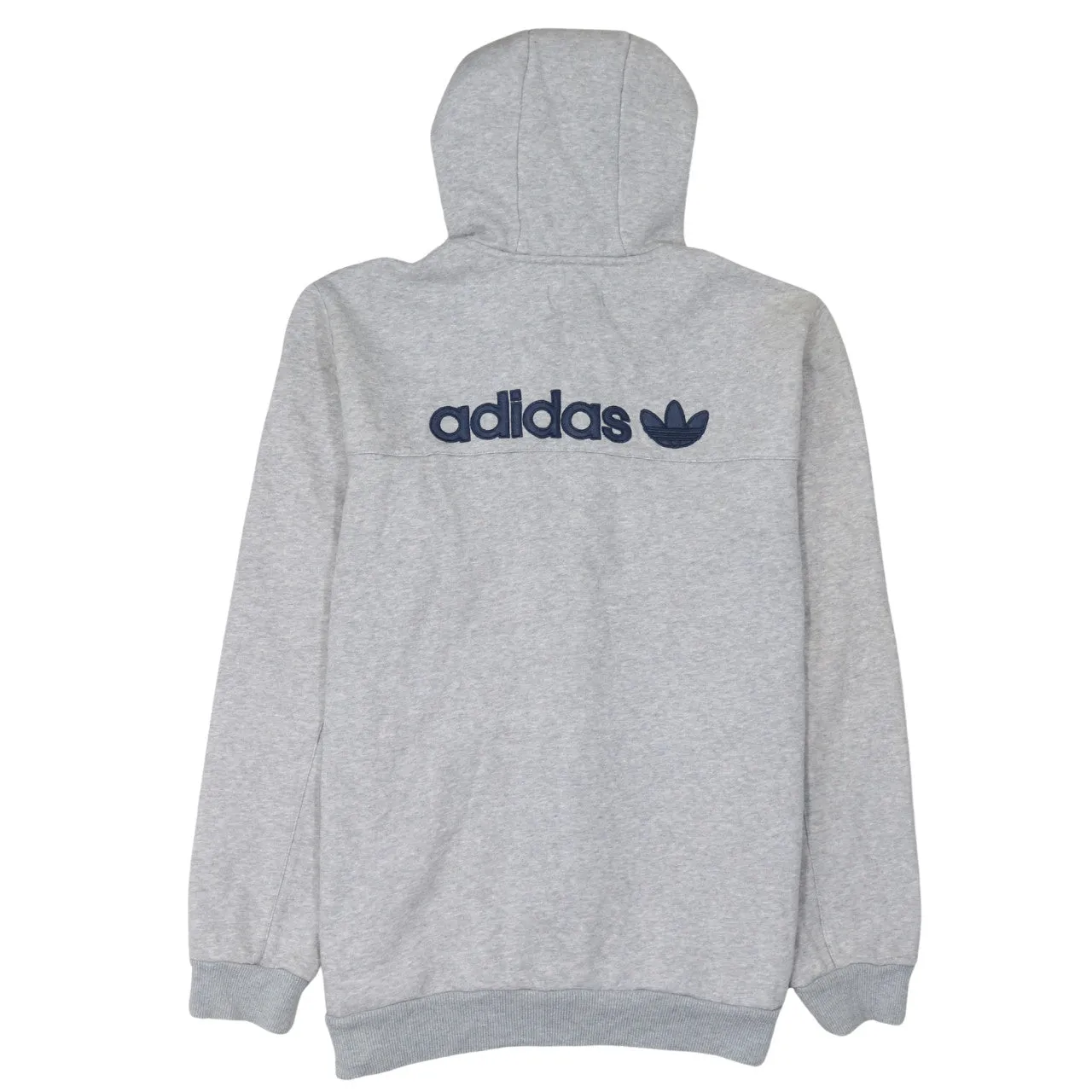 Adidas Grey Full Zip Hoodie Women's Large Embroidered Trefoil Logo Split Kangaroo Pocket Sweatshirt sold by Vintage Club product image thumbnail 2