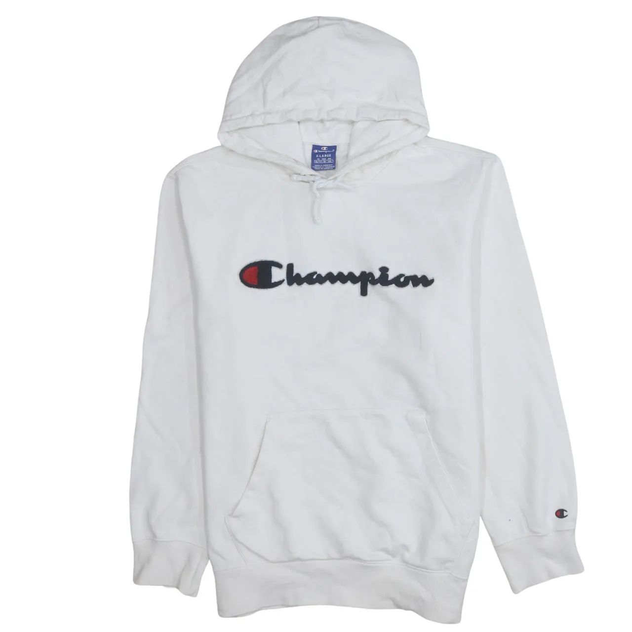 Champion 90's Spellout Pullover Hoodie XLarge White sold by Vintage Club