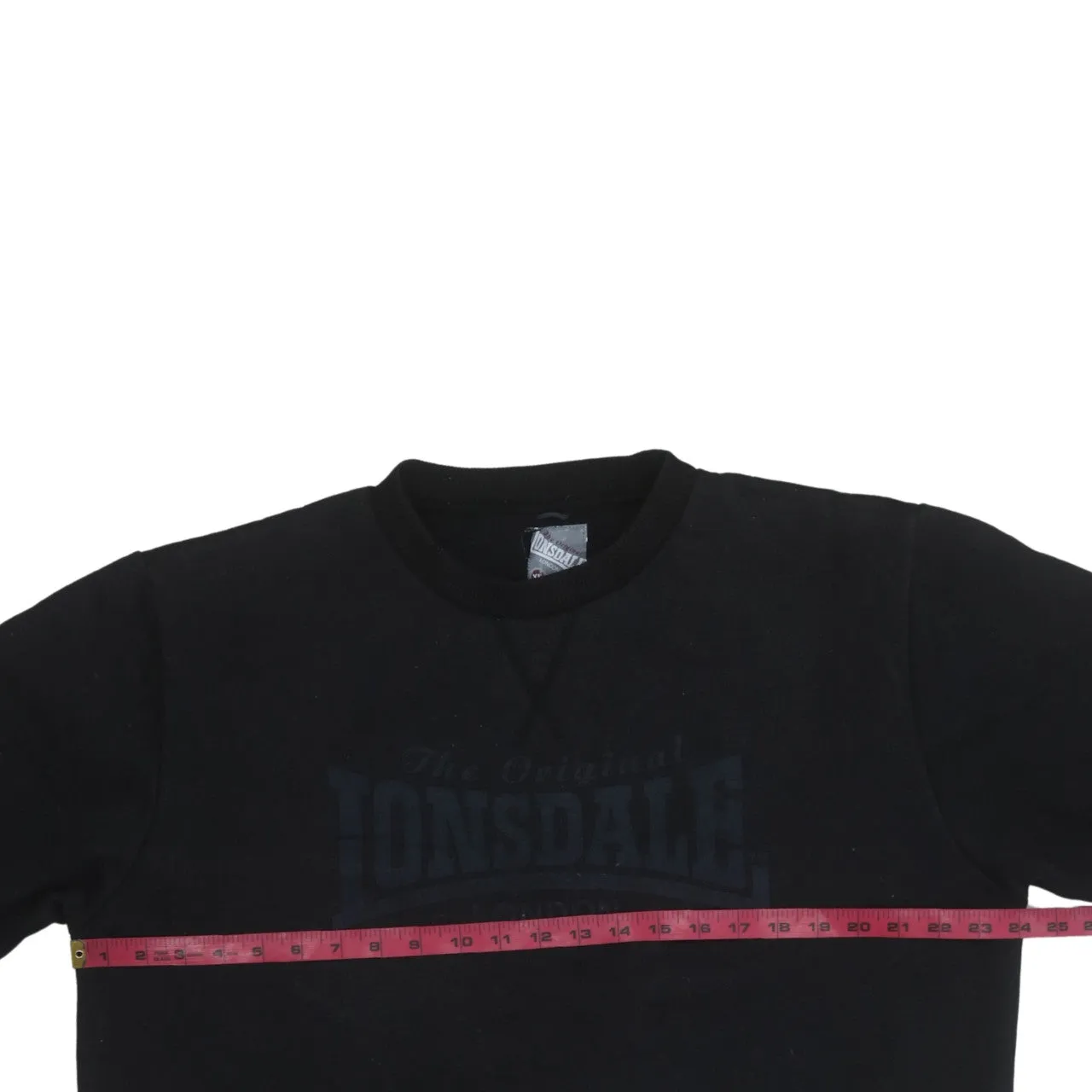 Lonsdale Black Sweatshirt Men's XLarge Embossed Front Logo Ribbed Cuffs Crewneck Pullover sold by Vintage Club product image thumbnail 5