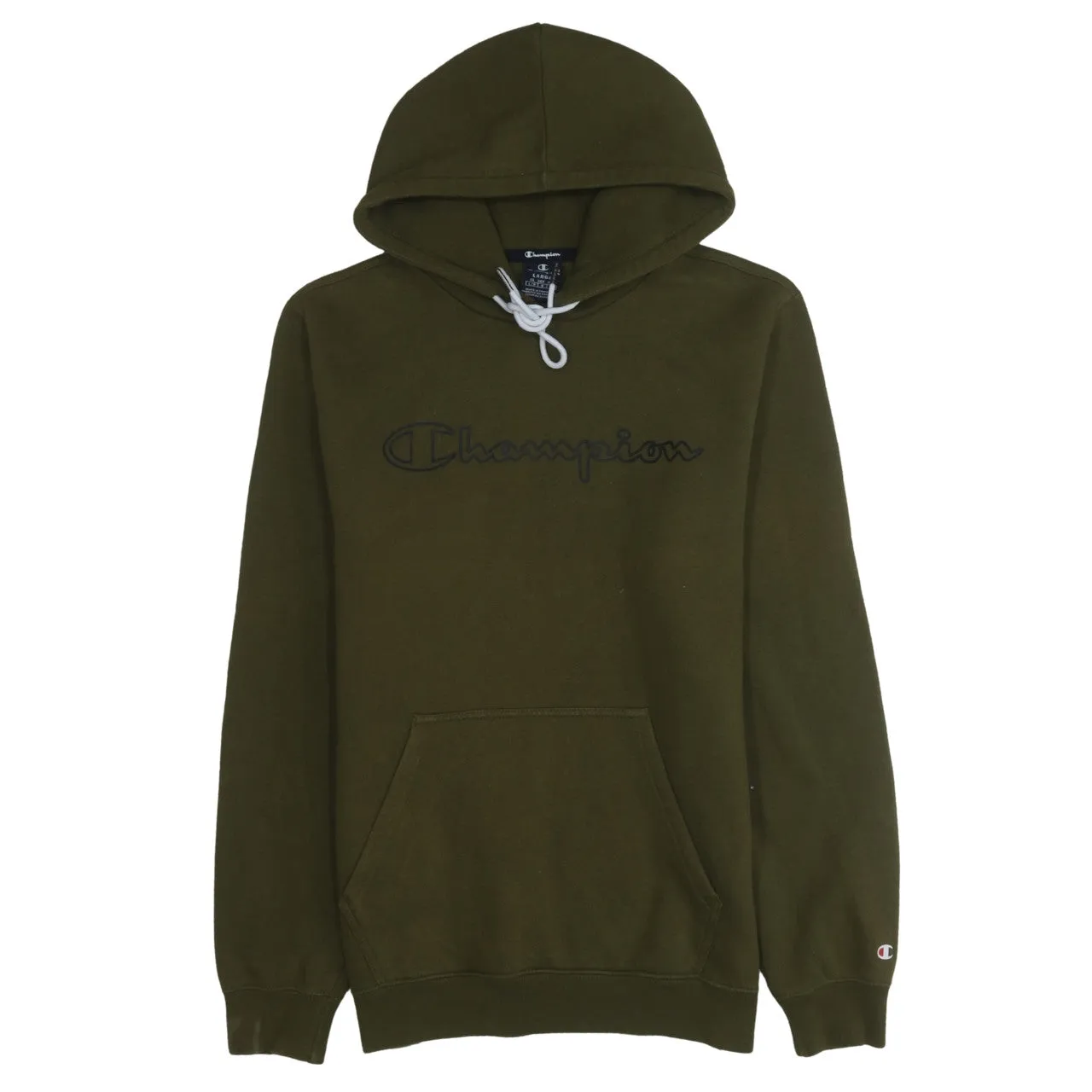 Champion 90's Spellout Pullover Hoodie Large Green sold by Vintage Club