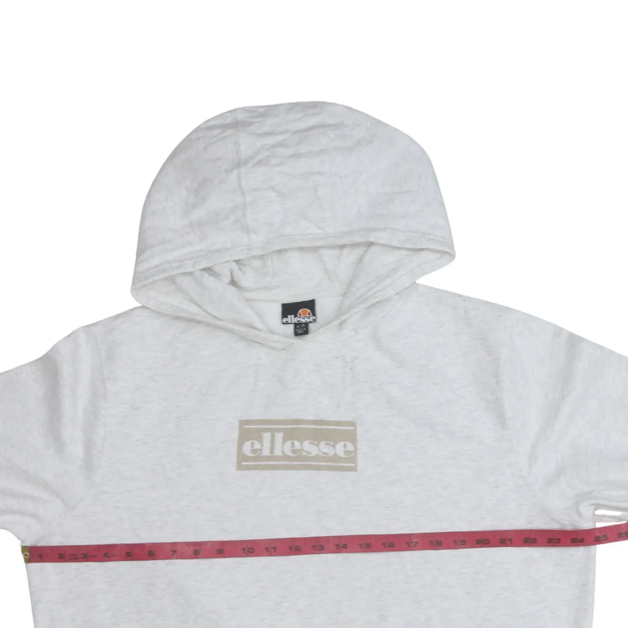 Ellesse Light Grey Hoodie Women's UK 14 Printed Logo Front Pouch Ribbed Hem Sweatshirt sold by Vintage Club product image thumbnail 5