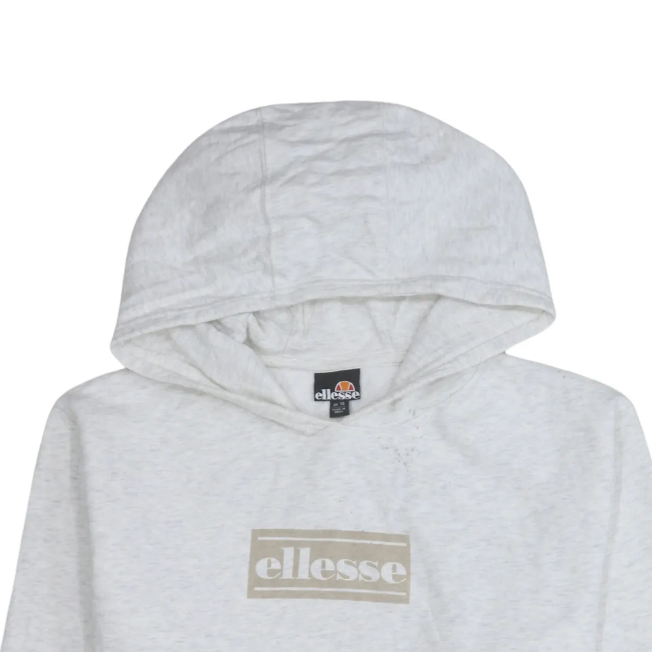 Ellesse Light Grey Hoodie Women's UK 14 Printed Logo Front Pouch Ribbed Hem Sweatshirt sold by Vintage Club product image thumbnail 3
