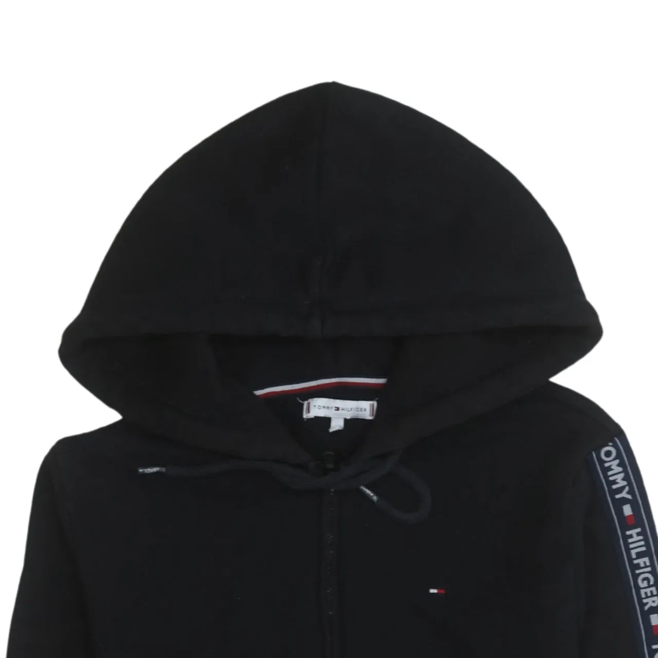Tommy Hilfiger 90's Drawstring Pockets Full Zip Up Hoodie Large Black sold by Vintage Club product image thumbnail 3