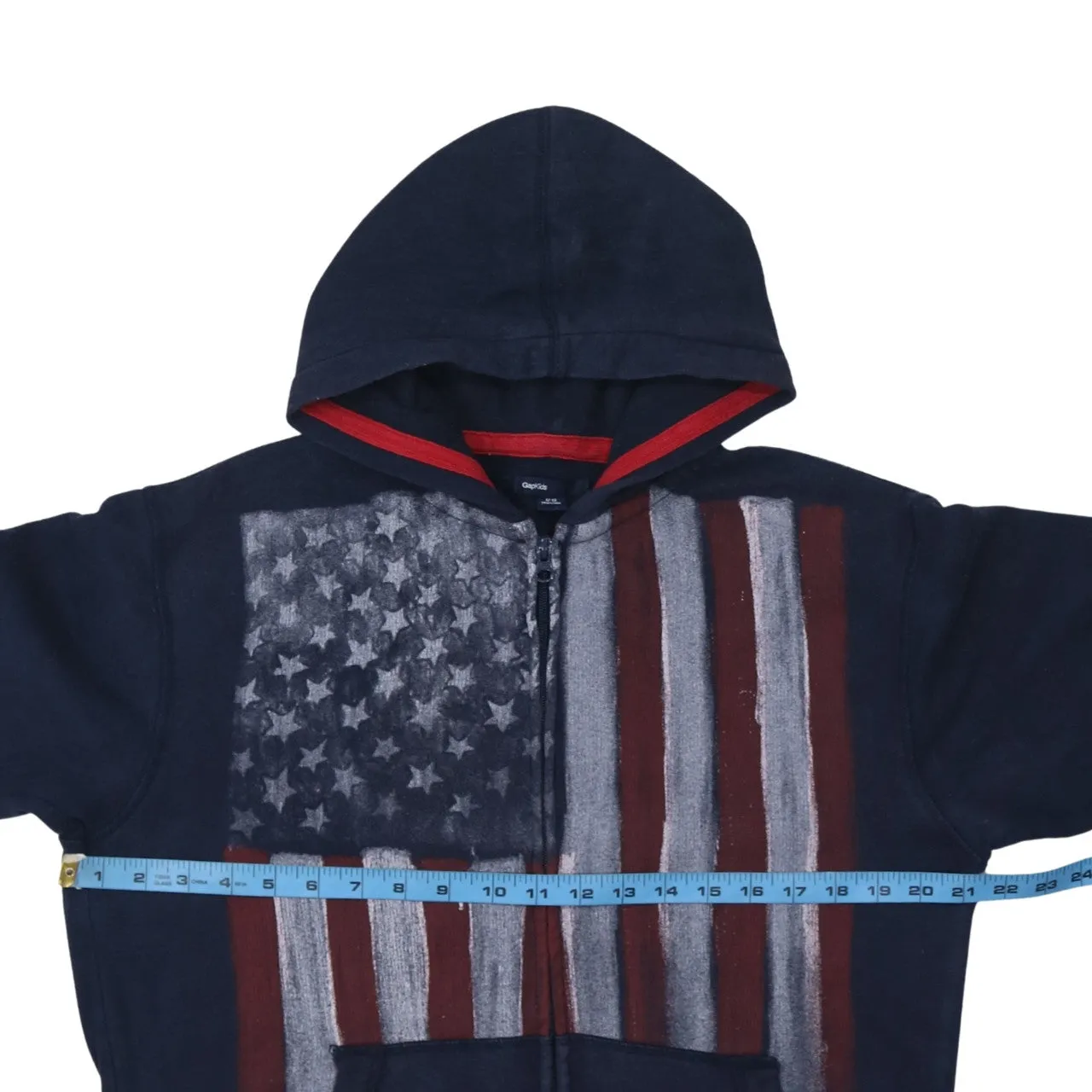 Gap 90's Drawstring Pockets Full Zip Up Hoodie Medium Navy Blue sold by Vintage Club product image thumbnail 5