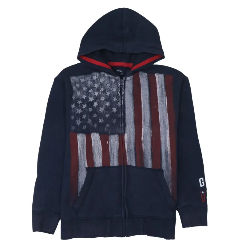 Gap 90's Drawstring Pockets Full Zip Up Hoodie Medium  Navy Blue made by GAP