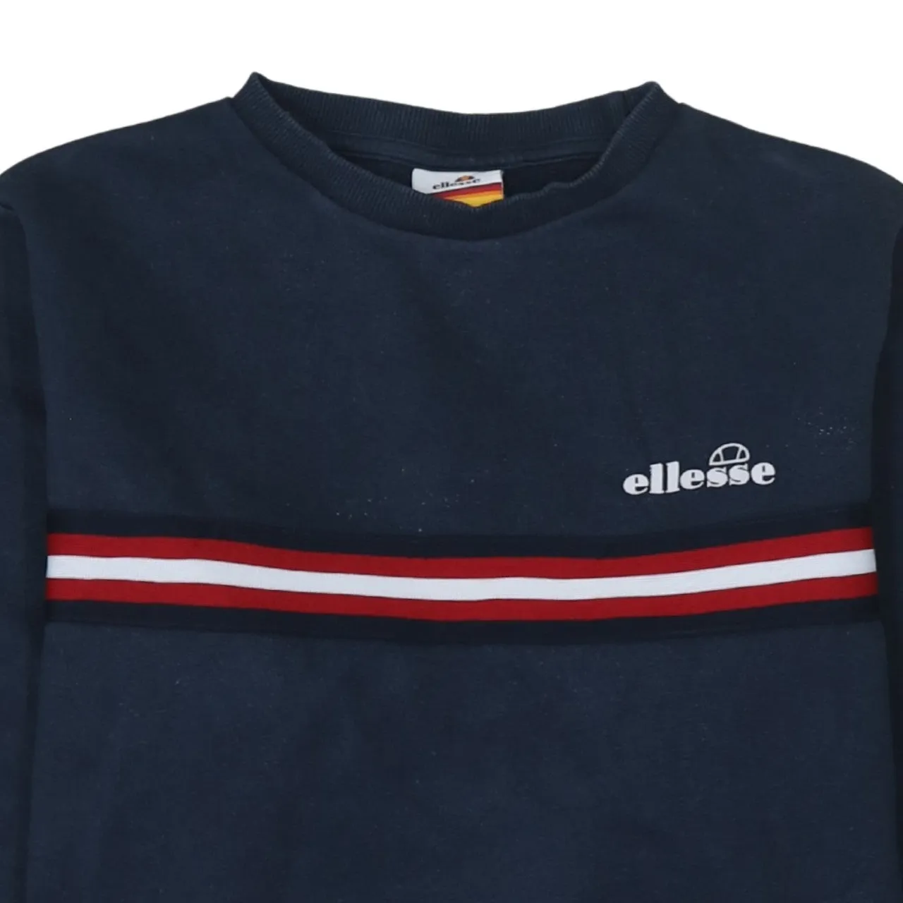 Ellesse Navy Blue Sweatshirt Women's XLarge Embroidered Logo Stripe Sleeves Crewneck Pullover sold by Vintage Club product image thumbnail 3