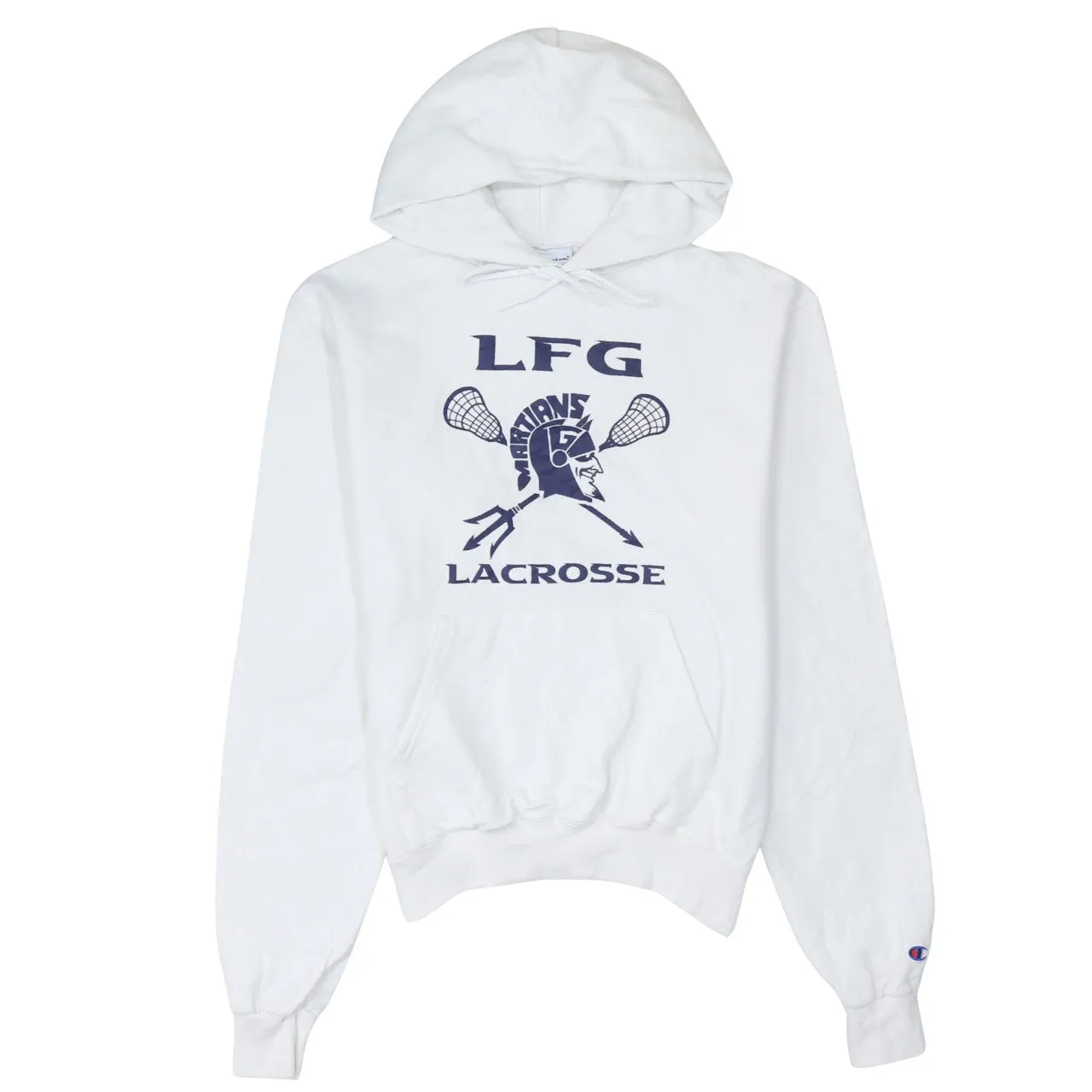 Champion White Hoodie Men's Small Printed LFG Lacrosse Graphic Number 11 Sweatshirt sold by Vintage Club