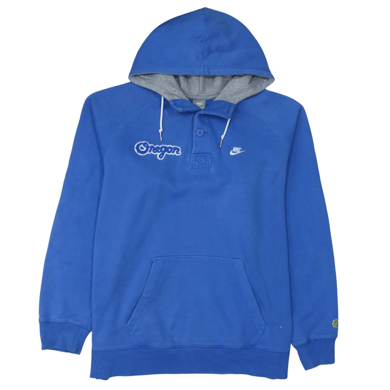 Nike 90's Swoosh Quarter Button Hoodie XXLarge (2XL) Blue sold by Vintage Club