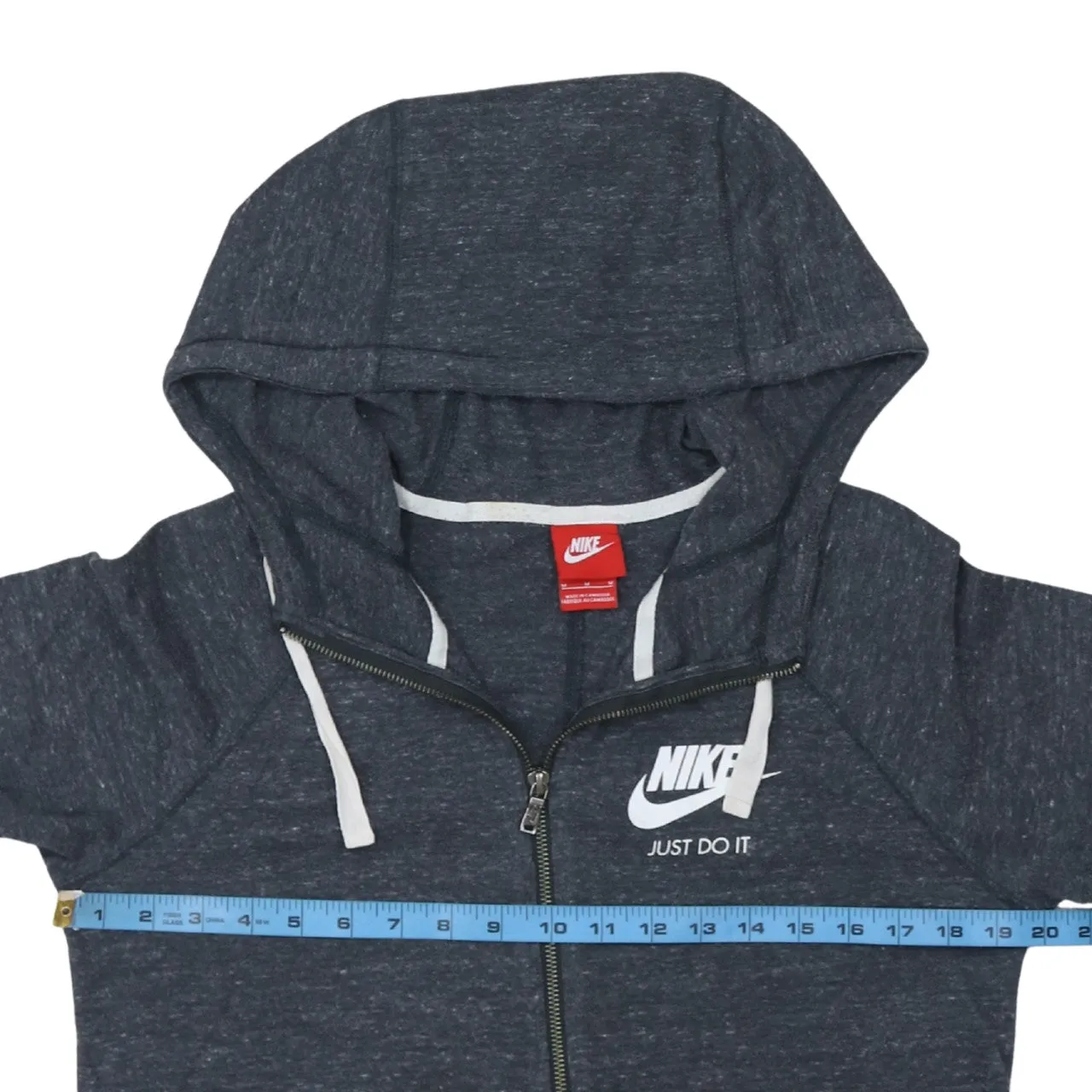 Nike Dark Heather Grey Full Zip Hoodie Men's Medium Printed Chest Logo Split Pocket Sweatshirt sold by Vintage Club product image thumbnail 5
