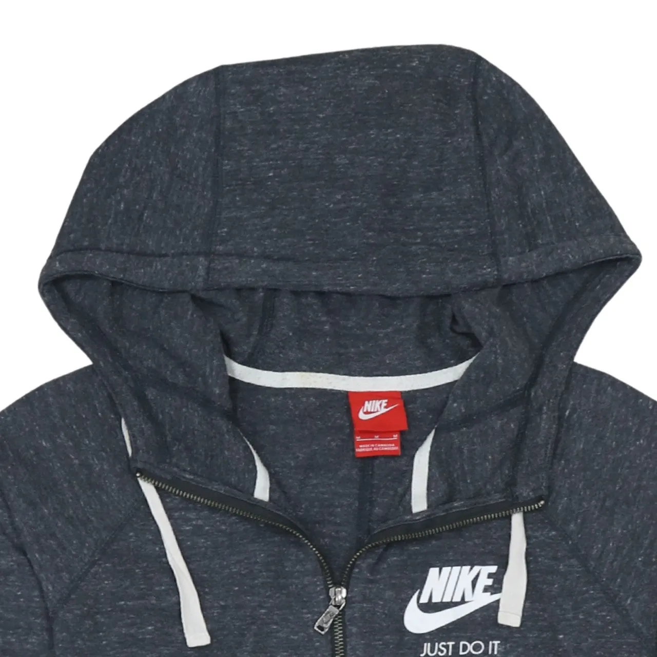 Nike Dark Heather Grey Full Zip Hoodie Men's Medium Printed Chest Logo Split Pocket Sweatshirt sold by Vintage Club product image thumbnail 3