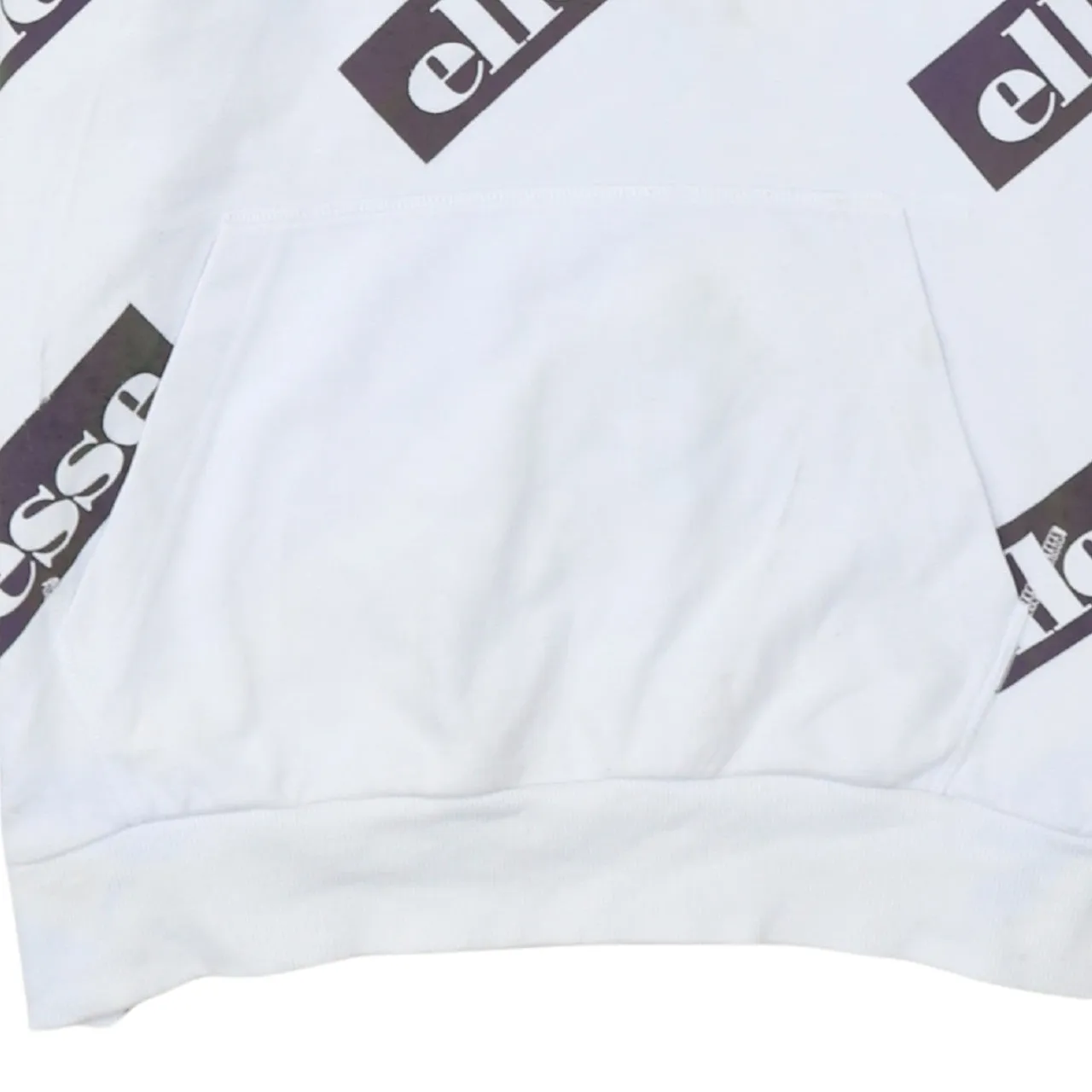 Ellesse White Hoodie Men’s Medium All Over Logo Print Drawstring Hood Front Pocket Sweatshirt sold by Vintage Club product image thumbnail 4