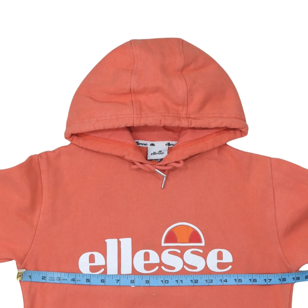 Ellesse Coral Orange Hoodie Women’s UK 10 Printed Logo Front Pocket Fleece Pullover Sweatshirt sold by Vintage Club product image thumbnail 5