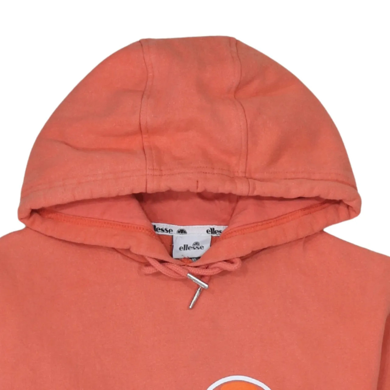 Ellesse Coral Orange Hoodie Women’s UK 10 Printed Logo Front Pocket Fleece Pullover Sweatshirt sold by Vintage Club product image thumbnail 3
