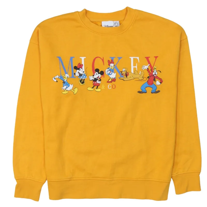 Disney 90's Mickey Mouse & Friends Crew Neck Sweatshirt XSmall Yellow sold by Vintage Club