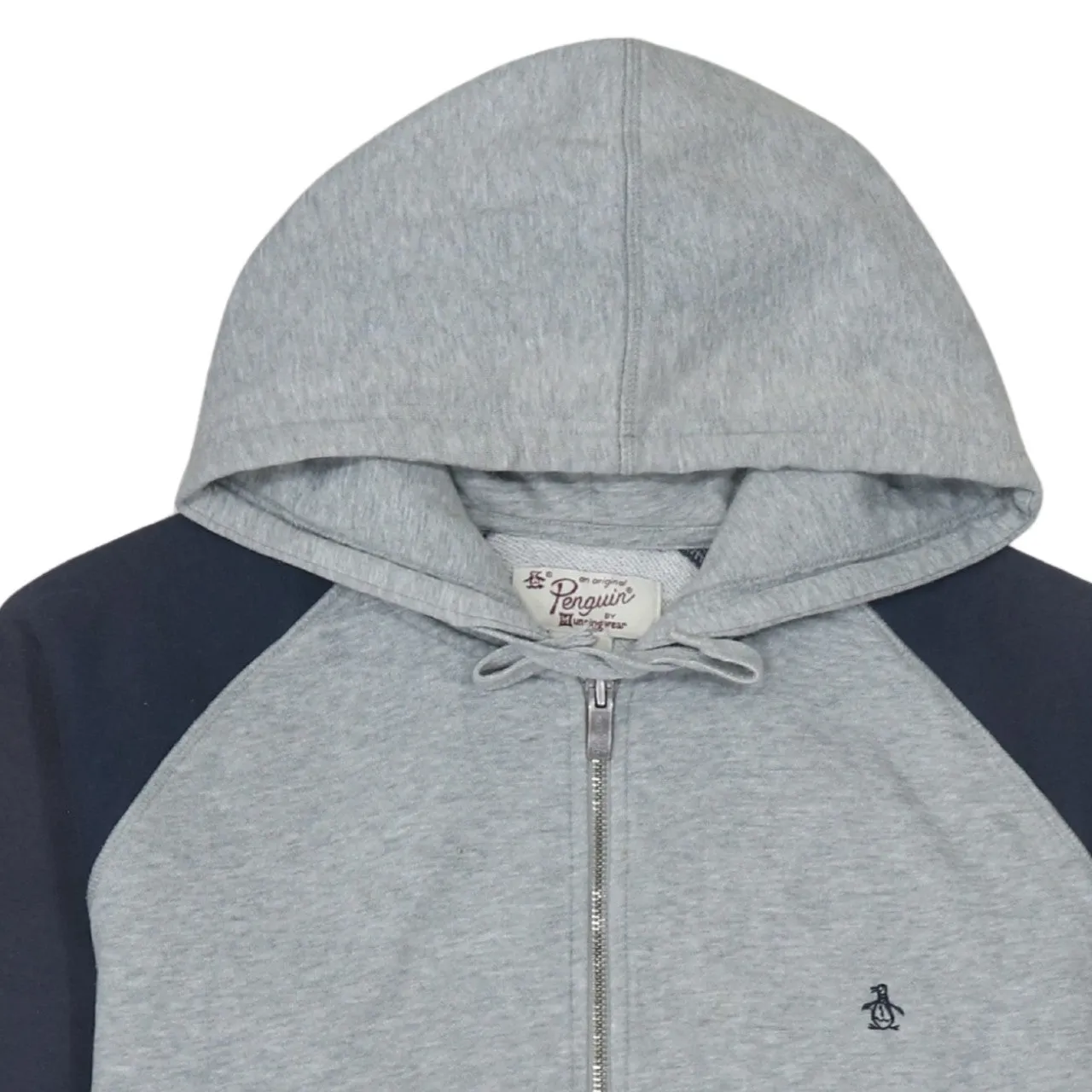 Penguin Grey Full Zip Hoodie Women’s Large Navy Raglan Sleeves Embroidered Logo Sweatshirt sold by Vintage Club product image thumbnail 3