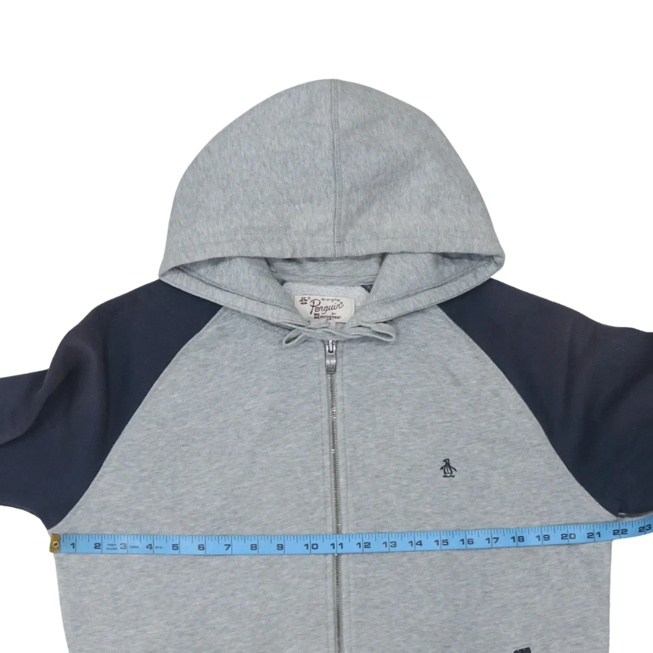 Penguin Grey Full Zip Hoodie Women’s Large Navy Raglan Sleeves Embroidered Logo Sweatshirt sold by Vintage Club product image thumbnail 5