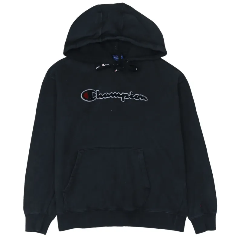 Champion 90's Spellout Pullover Hoodie Medium Black sold by Vintage Club