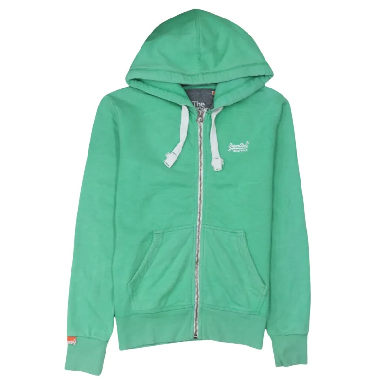 Superdry Mint Green Zip Hoodie Men's Small Embroidered Chest Logo Front Pockets Sweatshirt sold by Vintage Club