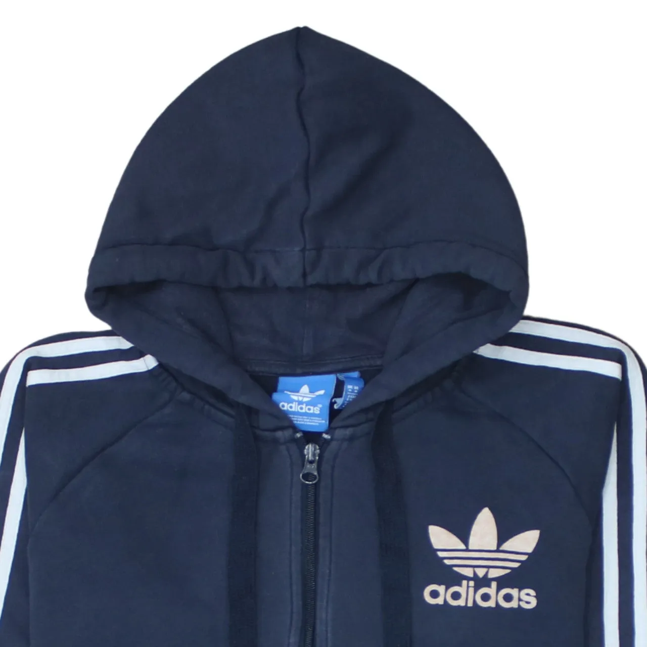 Adidas 90's Striped Sleeve Full Zip Up Hoodie Medium Navy Blue sold by Vintage Club product image thumbnail 3