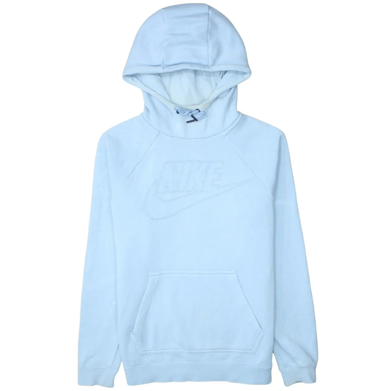Nike Light Blue Hoodie Men's Small Embroidered Chest Logo Front Pocket Pullover Sweatshirt sold by Vintage Club