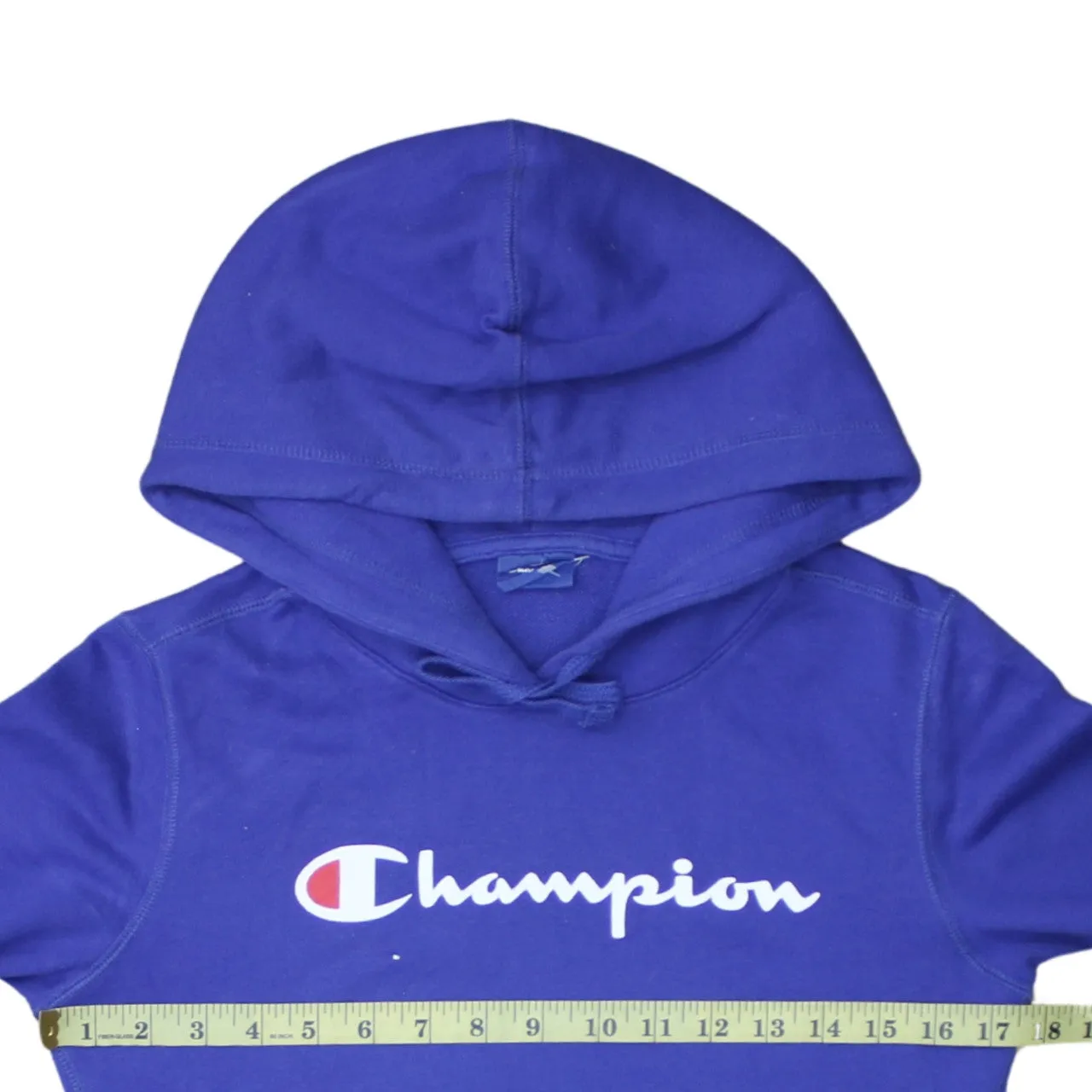 Champion Royal Blue Hoodie Women's Medium Printed Chest Logo Front Pocket Pullover Sweatshirt sold by Vintage Club product image thumbnail 5