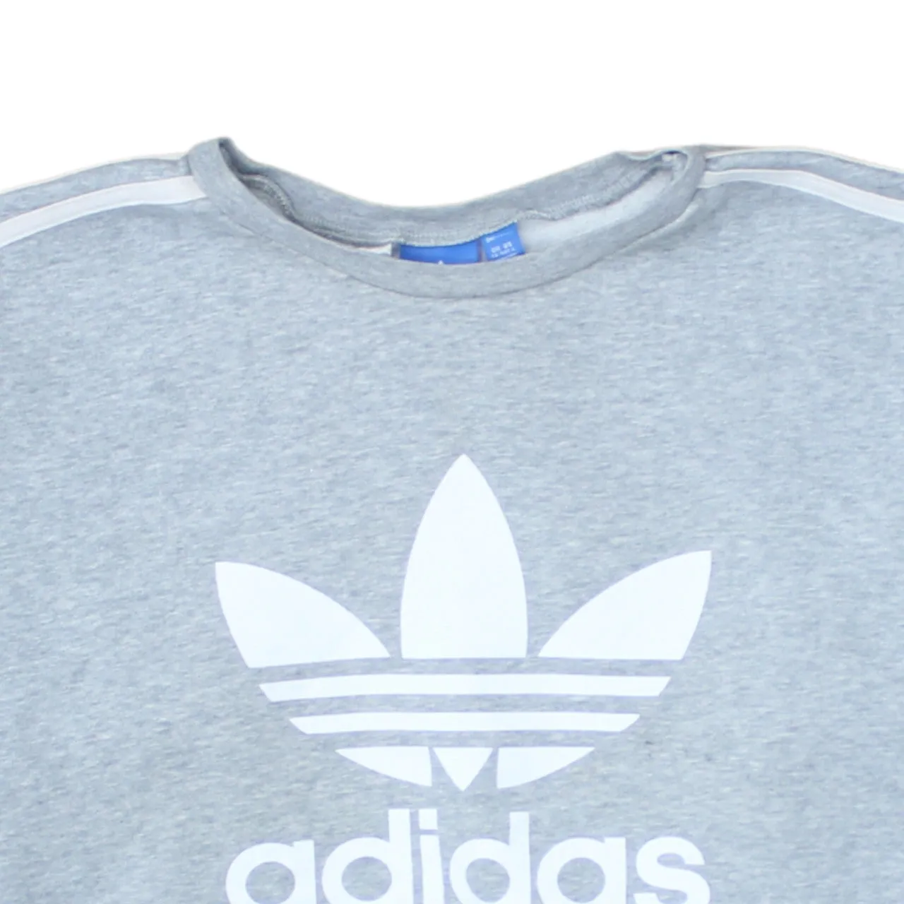 Adidas Grey Pink Sweatshirt Women's Large Trefoil Printed Logo Three Stripe Pullover Top sold by Vintage Club product image thumbnail 3