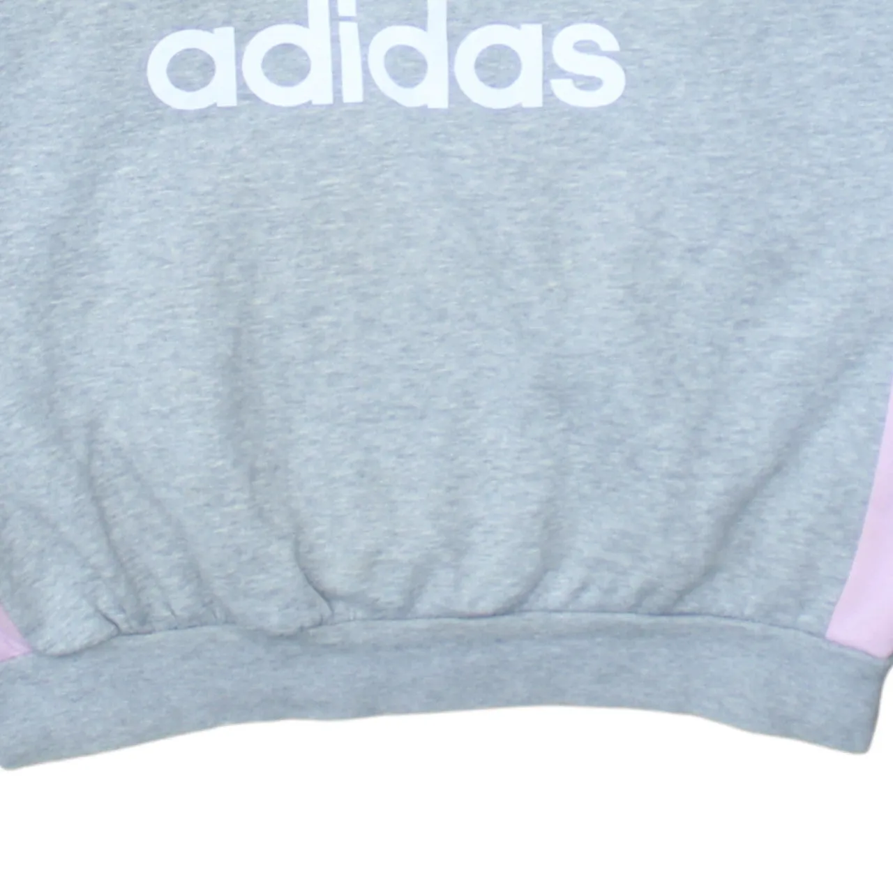 Adidas Grey Pink Sweatshirt Women's Large Trefoil Printed Logo Three Stripe Pullover Top sold by Vintage Club product image thumbnail 4
