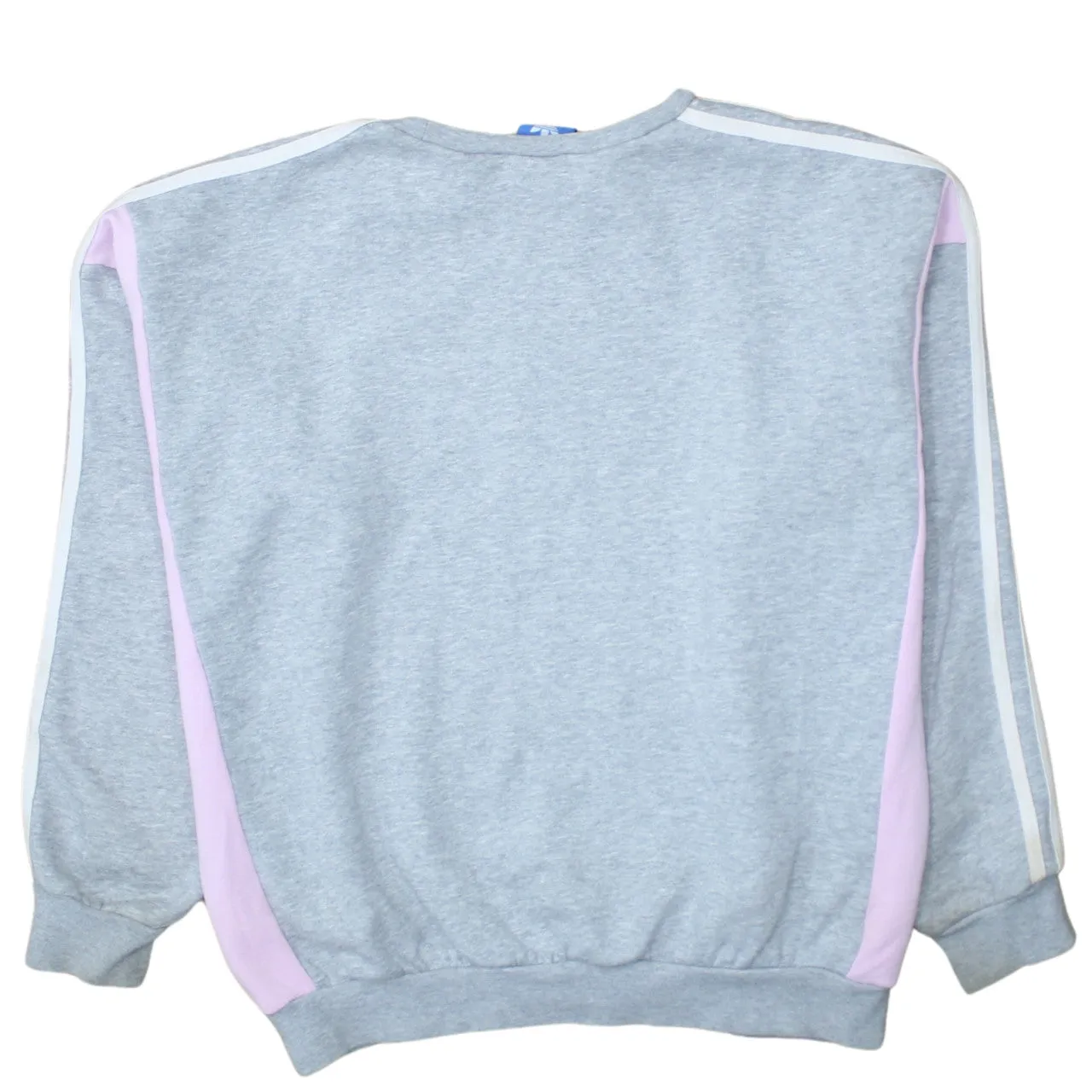 Adidas Grey Pink Sweatshirt Women's Large Trefoil Printed Logo Three Stripe Pullover Top sold by Vintage Club product image thumbnail 2