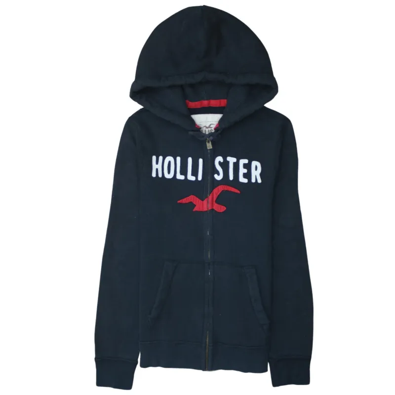 Hollister 90's Spellout Full Zip Up Hoodie Medium Black made by Hollister