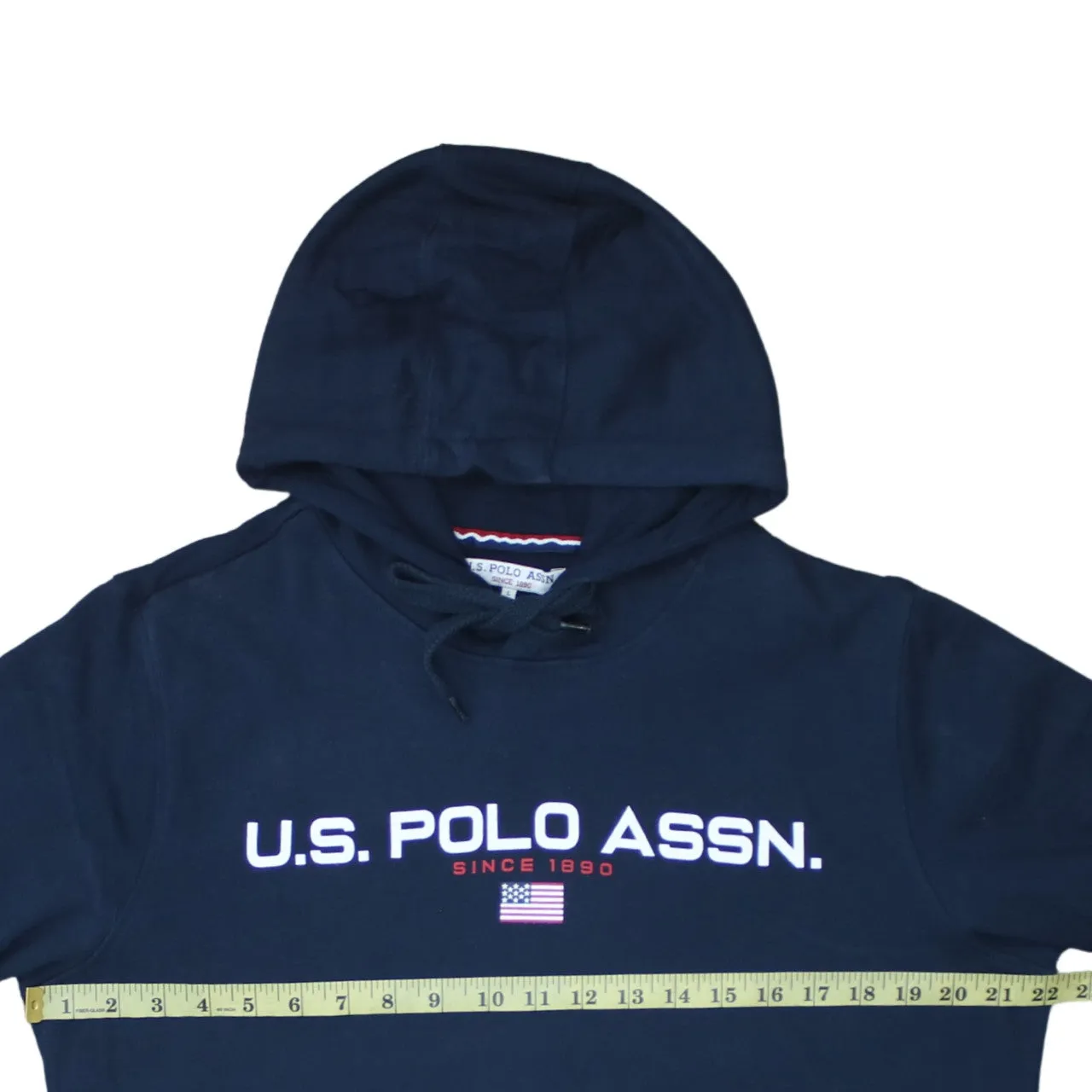 U.S. Polo Assn Navy Blue Hoodie Women’s Large Printed Logo Front Pouch Ribbed Hem Sweatshirt sold by Vintage Club product image thumbnail 5