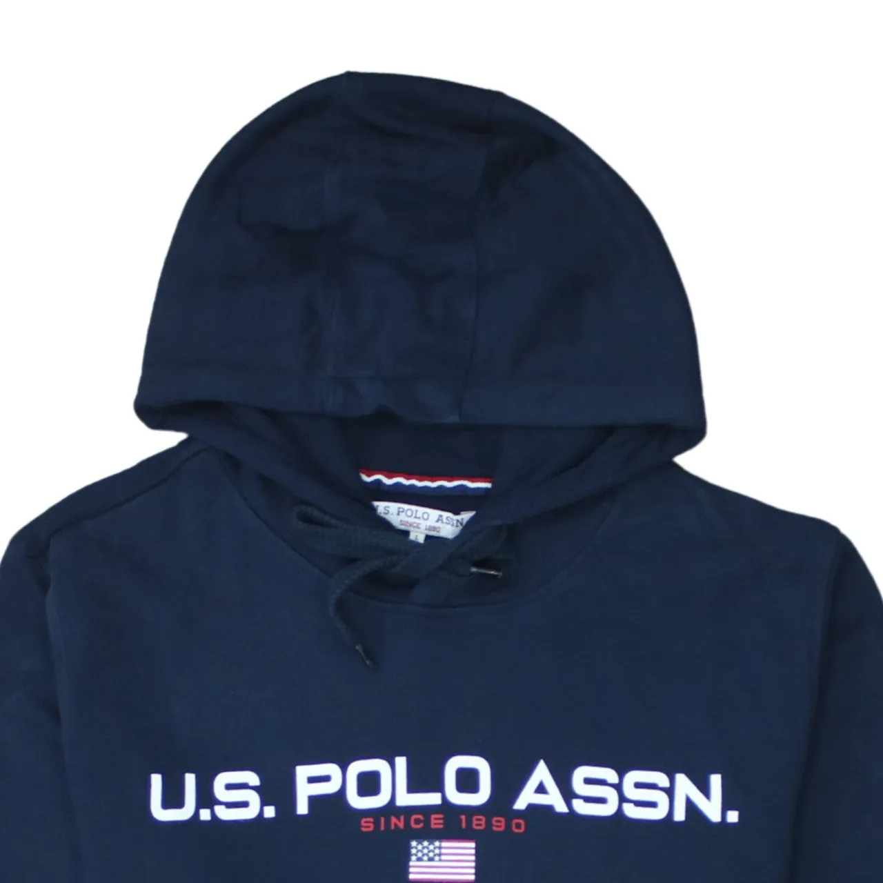 U.S. Polo Assn Navy Blue Hoodie Women’s Large Printed Logo Front Pouch Ribbed Hem Sweatshirt sold by Vintage Club product image thumbnail 3