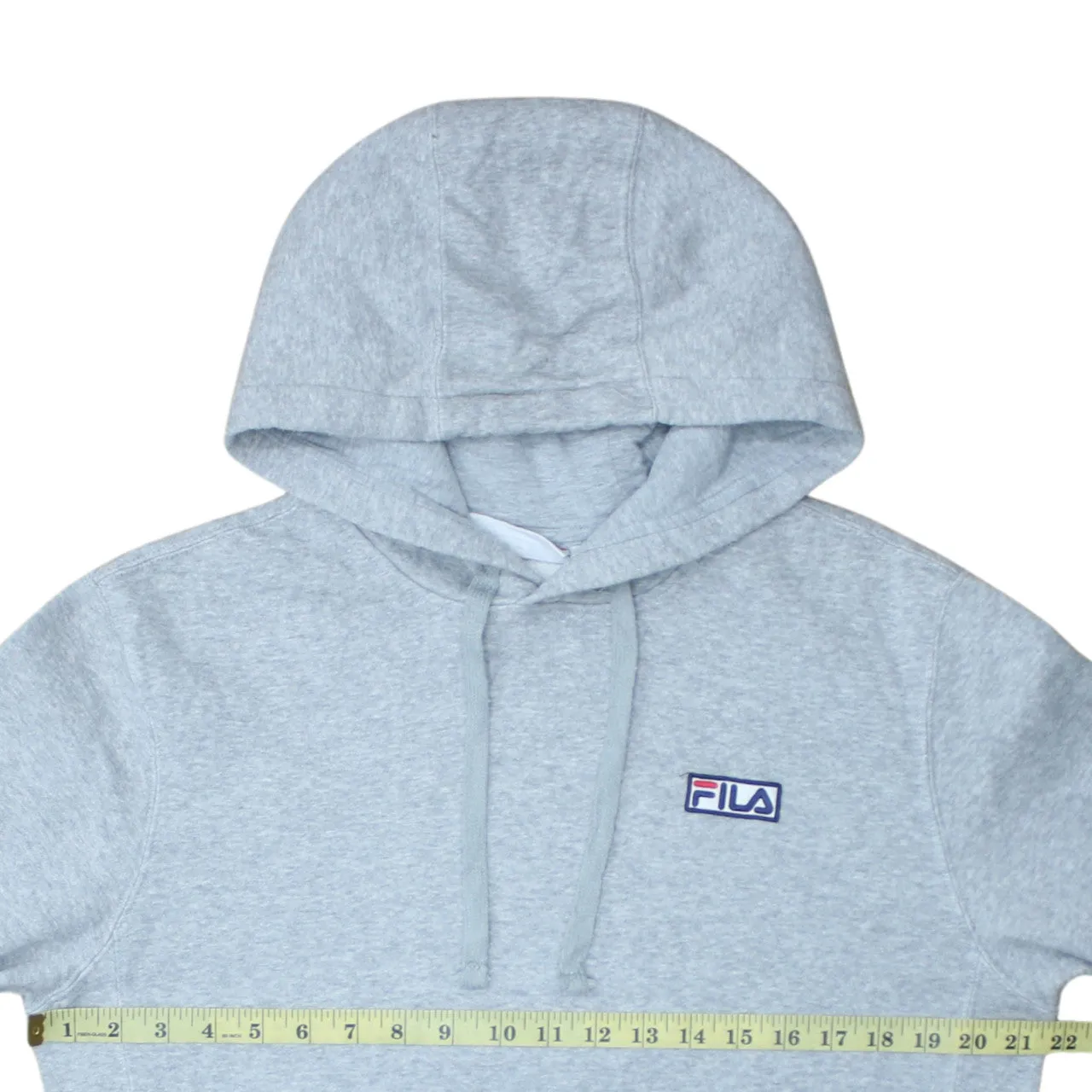 Fila Light Grey Hoodie Men's Small Embroidered Chest Logo Front Pocket Fleece Pullover sold by Vintage Club product image thumbnail 5