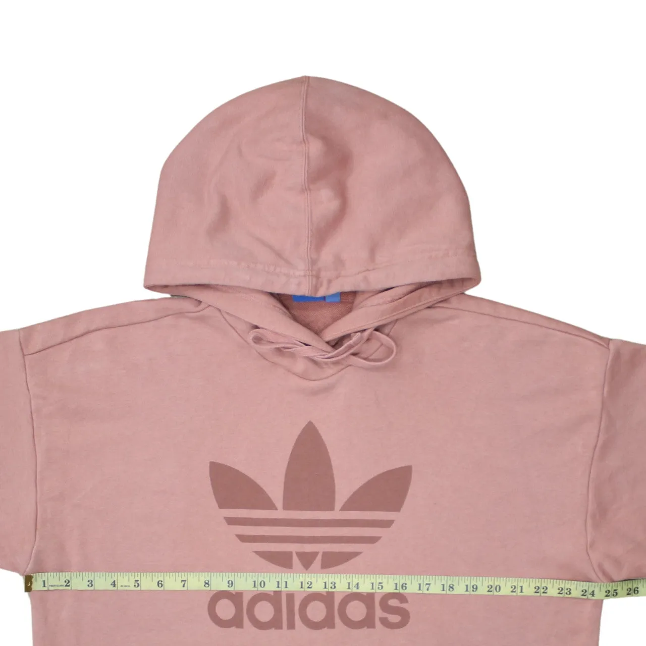 Adidas Pink Hoodie Women’s Medium Trefoil Printed Logo Front Pocket Pullover Sweatshirt sold by Vintage Club product image thumbnail 5