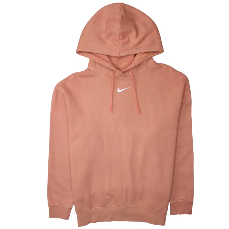 Nike Coral Orange Hoodie Men's Medium Small Swoosh Logo Pullover Sweatshirt made by Nike