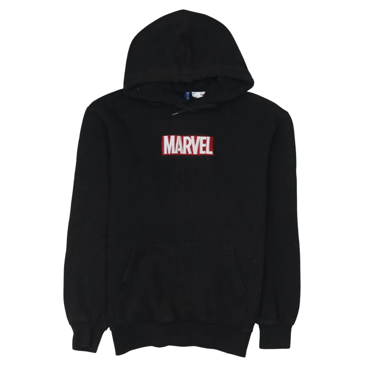 Marvel Black Hoodie Men's Small Printed Box Logo Front Pocket Pullover Sweatshirt sold by Vintage Club