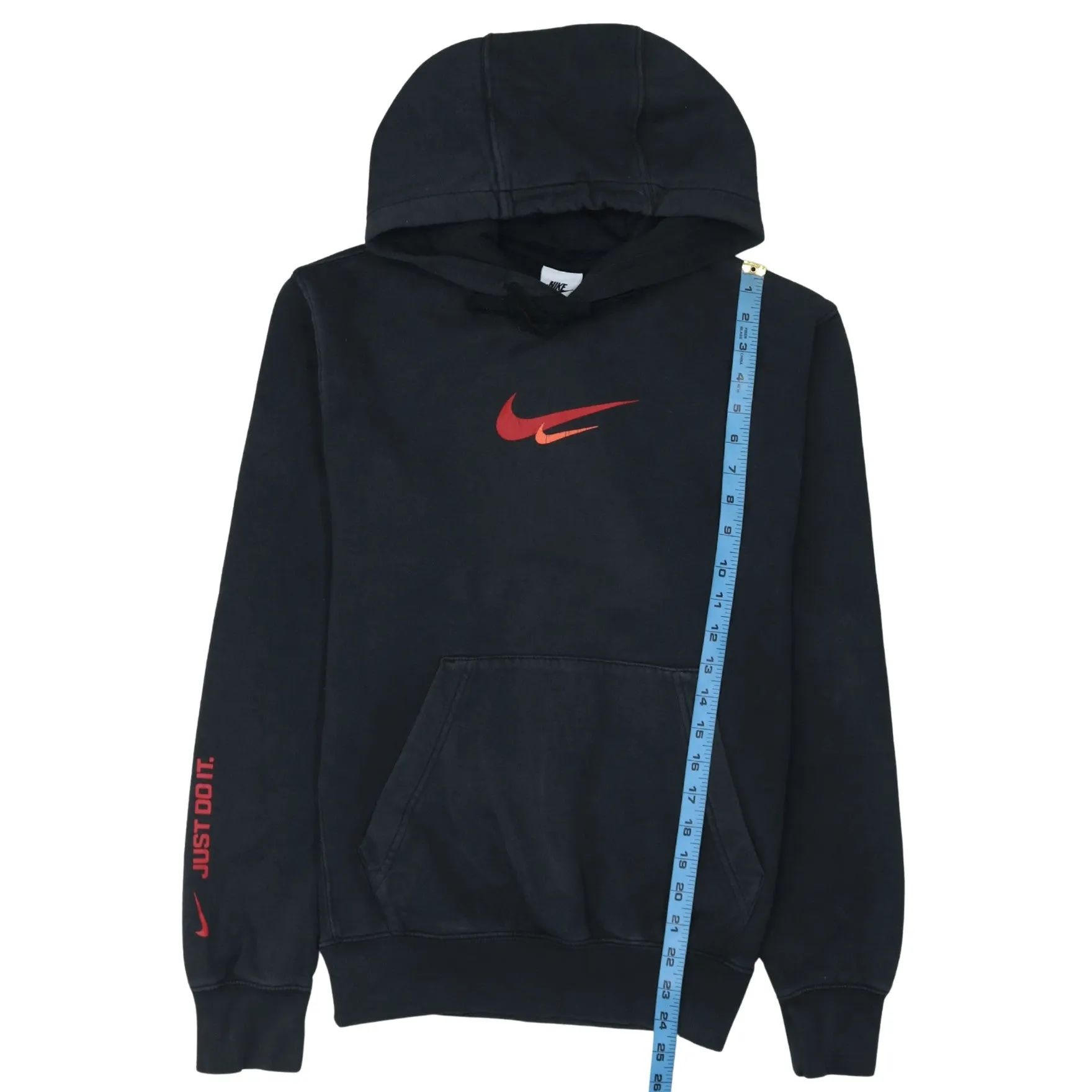 Nike 90's Center Middle Swoosh Pullover Hoodie XSmall Black sold by Vintage Club product image thumbnail 5
