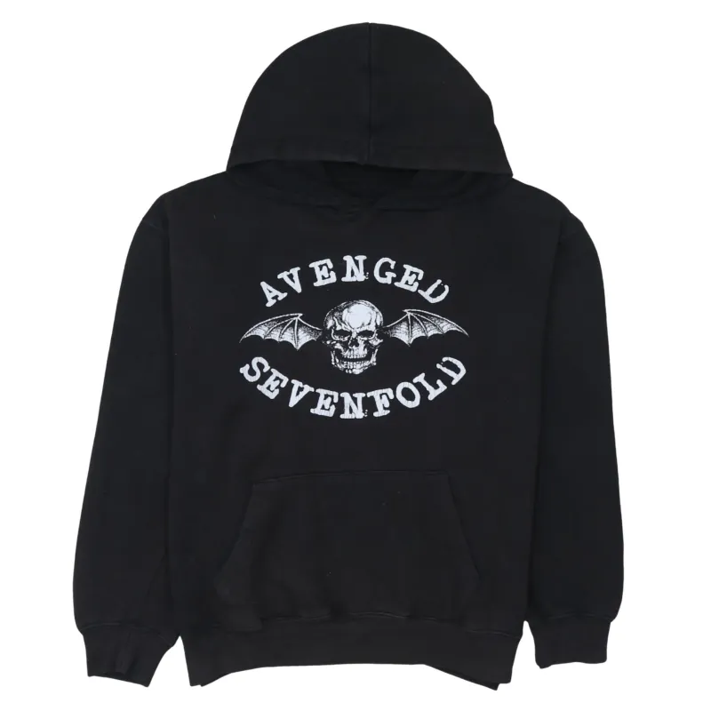 Retro 90's Drawstring Pockets Pullover Hoodie Medium Black sold by Vintage Club