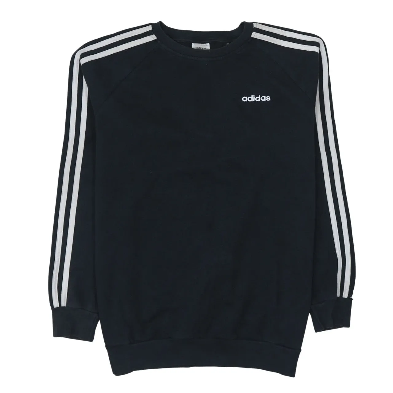 Adidas Black Sweatshirt Women’s XSmall Embroidered Logo Three Stripe Sleeves Pullover Top sold by Vintage Club