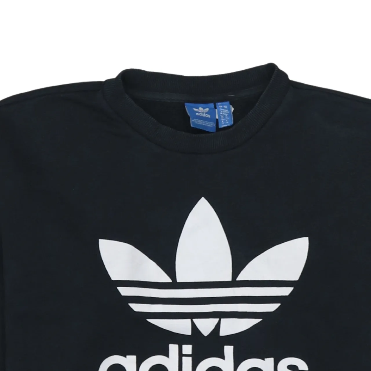Adidas Black Sweatshirt Women’s XSmall Printed Trefoil Logo Crewneck Pullover Fleece Top sold by Vintage Club product image thumbnail 3