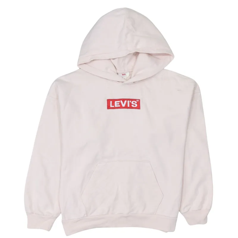 Levi's Light Pink Hoodie Women's XSmall Box Logo Embroidered Front Pouch Pullover Sweatshirt made by Levi's