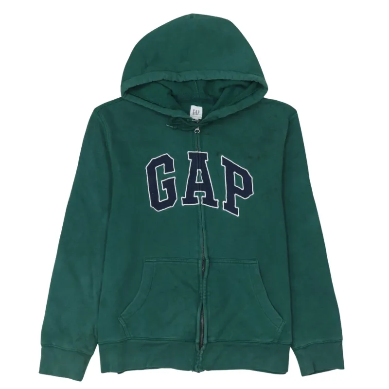 Gap Green Full Zip Hoodie Women's Medium Embroidered Logo Split Pocket Fleece Sweatshirt made by GAP