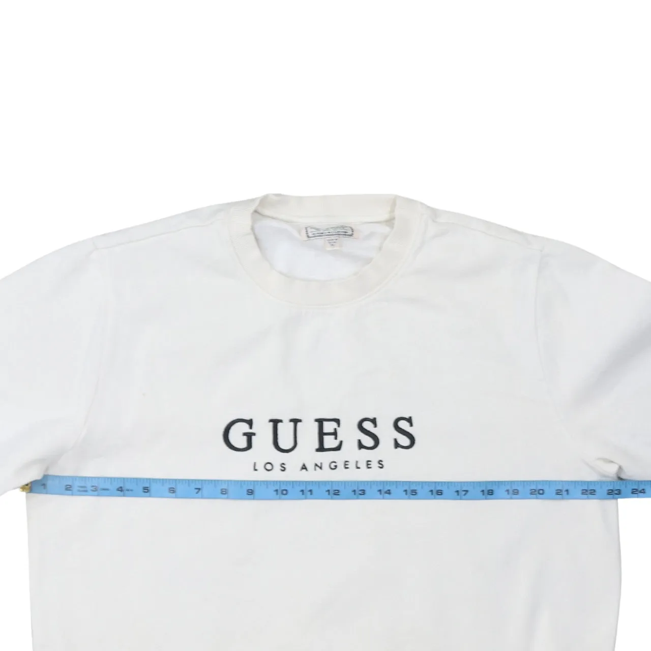 Guess White Sweatshirt Women's XLarge Printed Logo Crewneck Ribbed Cuffs Pullover Top sold by Vintage Club product image thumbnail 5