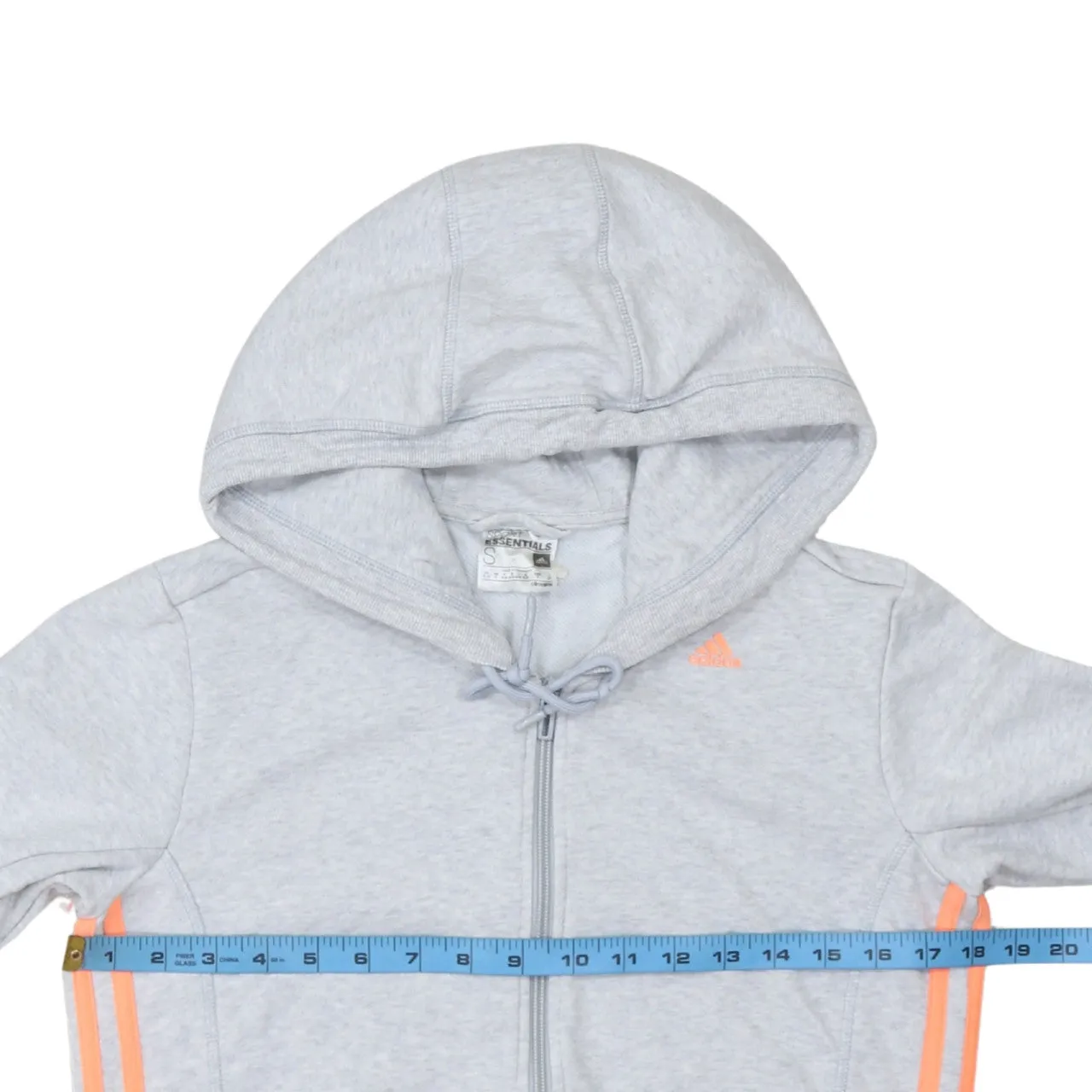 Adidas Light Grey Zip Hoodie Women's Small Subtle Logo Drawstring Hood Casual Sweatshirt sold by Vintage Club product image thumbnail 5