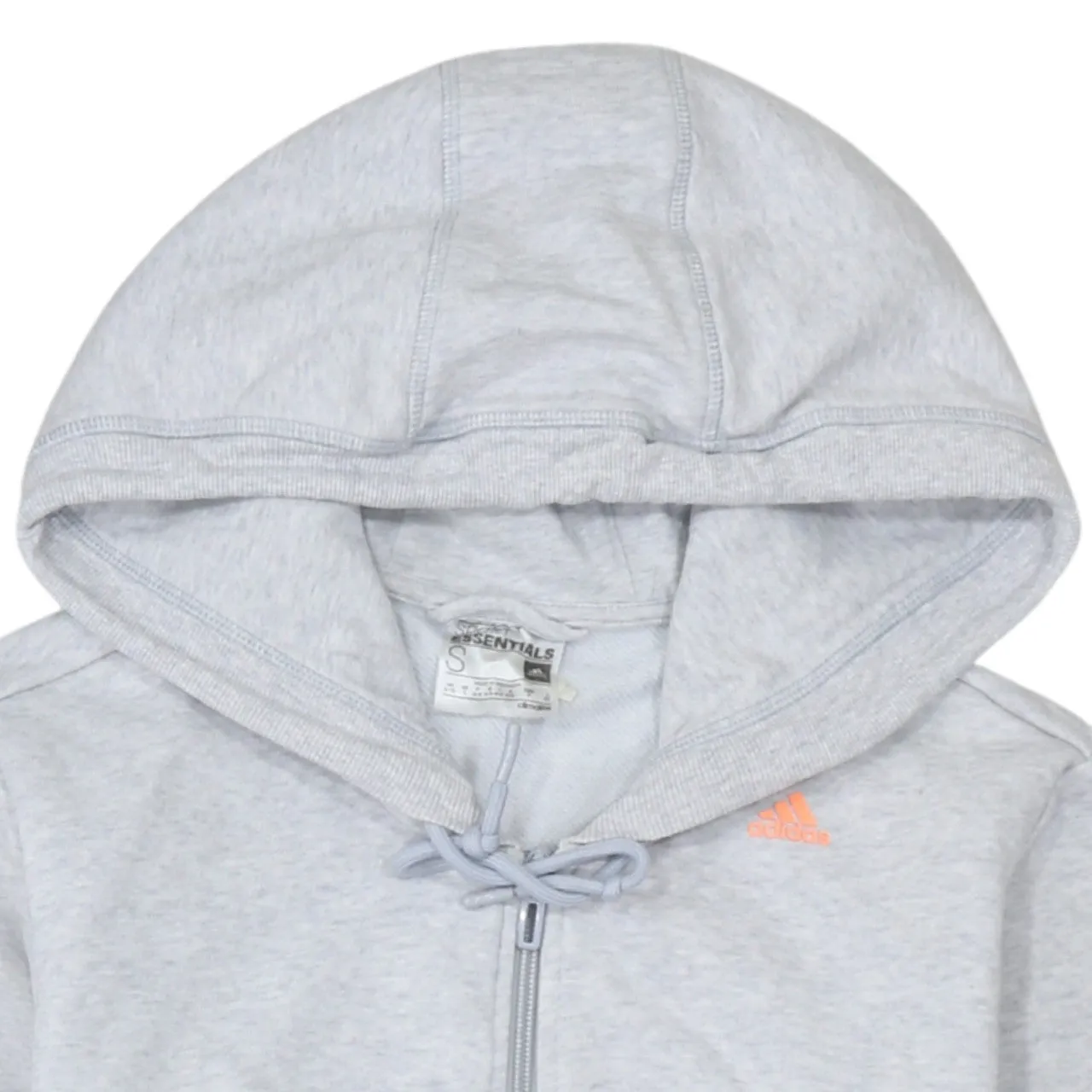 Adidas Light Grey Zip Hoodie Women's Small Subtle Logo Drawstring Hood Casual Sweatshirt sold by Vintage Club product image thumbnail 3