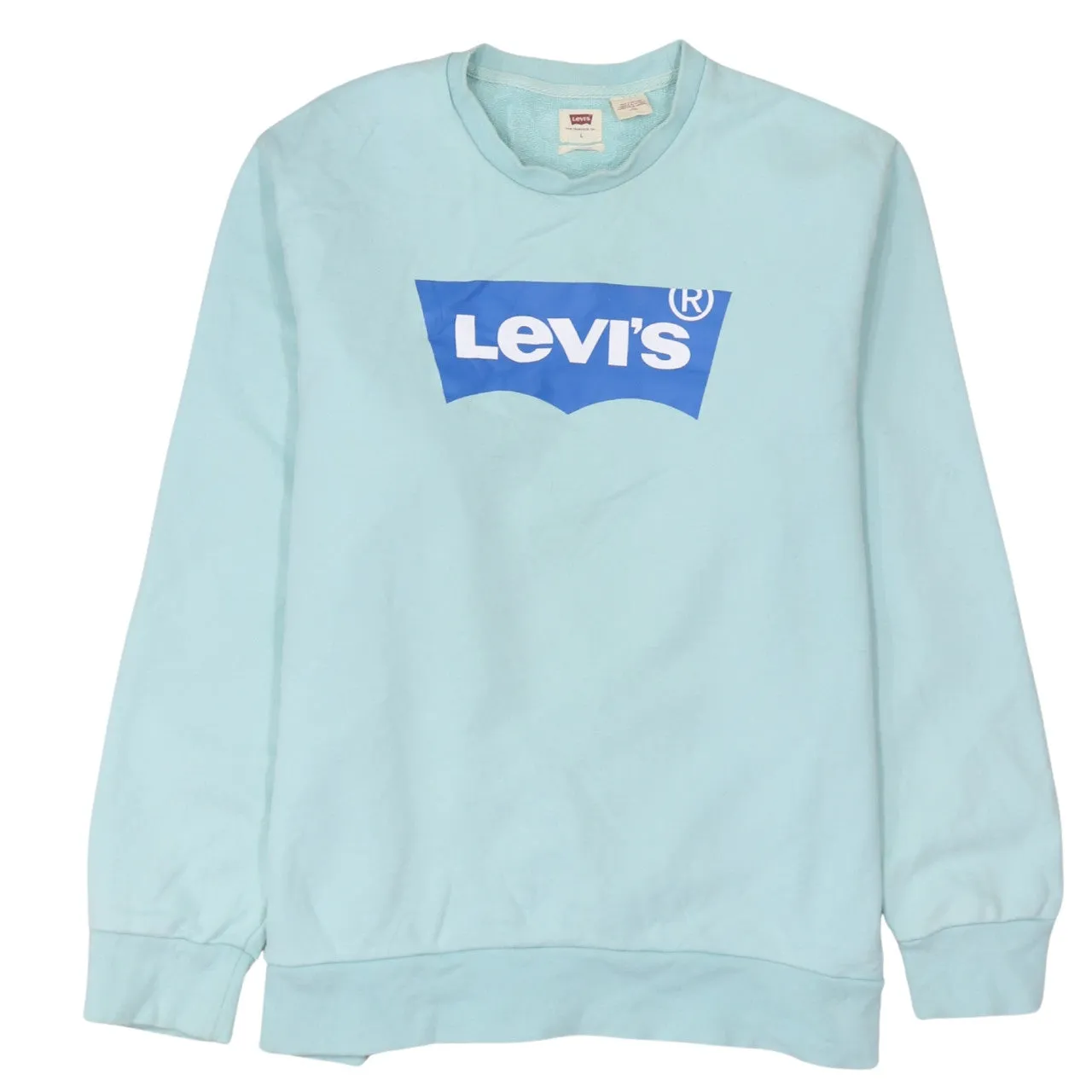 Levi's 90's Spellout Crew Neck Sweatshirt Large Blue sold by Vintage Club