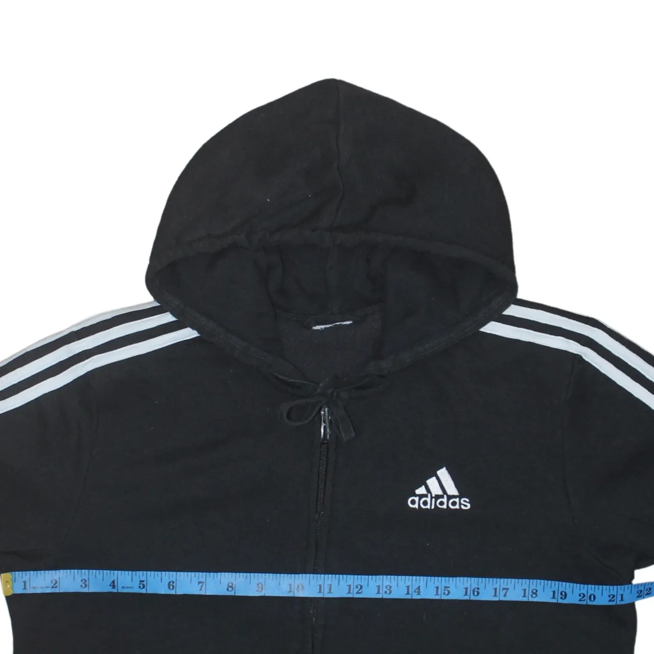 Adidas Black Full Zip Hoodie Men's Small Embroidered Logo Three Stripe Sleeves Sweatshirt sold by Vintage Club product image thumbnail 5