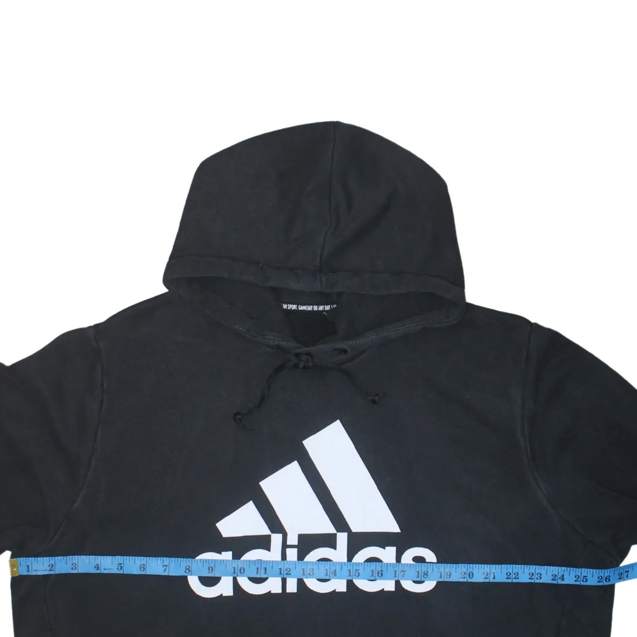Adidas Black Hoodie Women’s XXLarge Printed Big Logo Front Pocket Pullover Sweatshirt sold by Vintage Club product image thumbnail 5