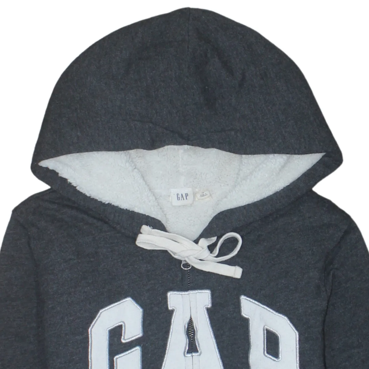 Gap Charcoal Grey Hoodie Men's XSmall Sherpa Lined Zip Embroidered Logo Sweatshirt sold by Vintage Club product image thumbnail 3