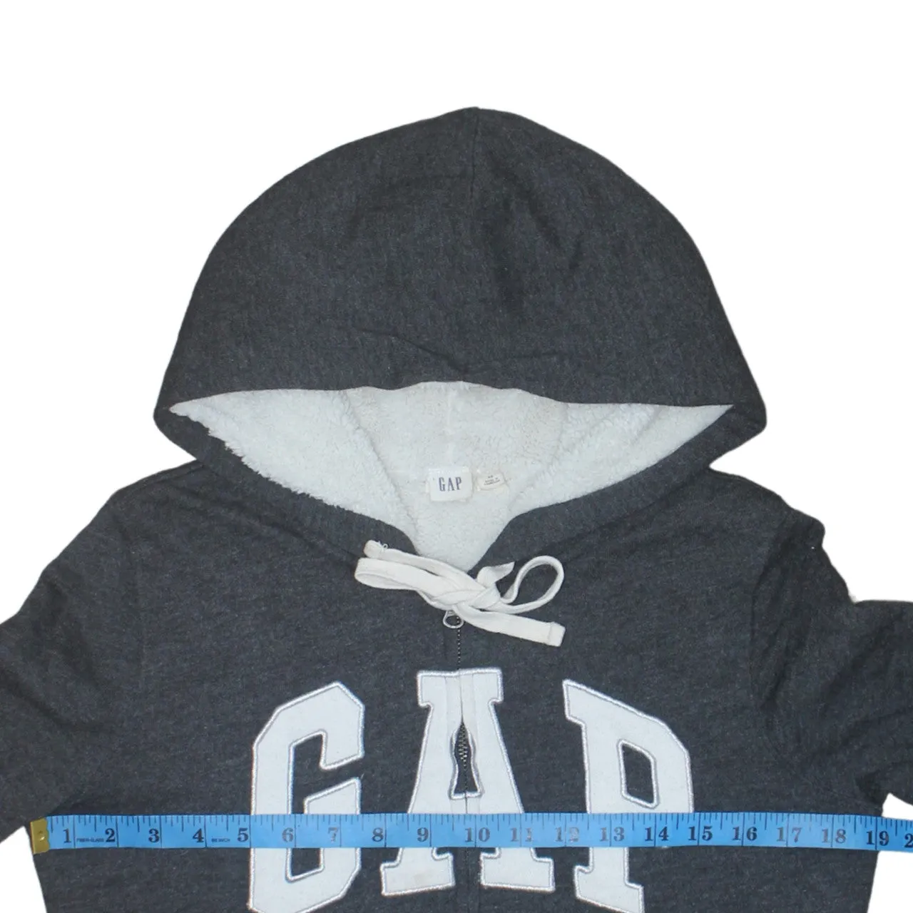 Gap Charcoal Grey Hoodie Men's XSmall Sherpa Lined Zip Embroidered Logo Sweatshirt sold by Vintage Club product image thumbnail 5