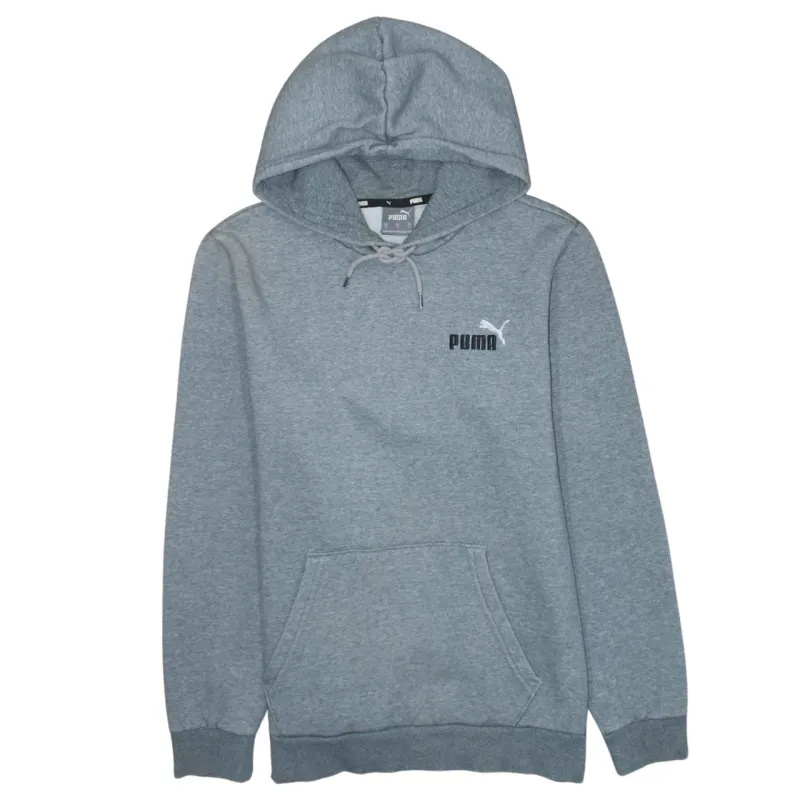 Puma Grey Hoodie Men's Small Embroidered Chest Logo Drawstring Hood Front Pocket Sweatshirt made by Puma